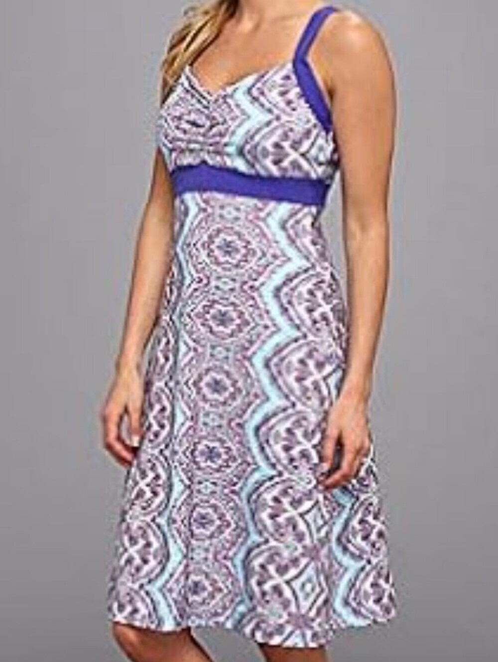 PrAna Blue & Purple Medallion Pattern "Amaya" A-Line Dress - Size Small